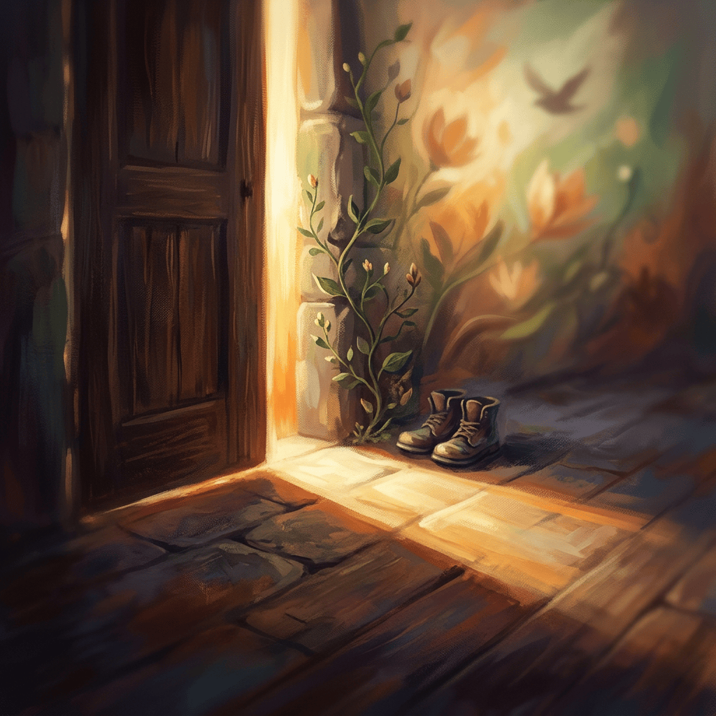 Hopeful open doorway casting golden light